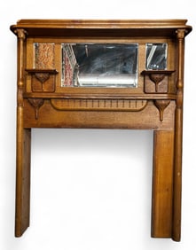 Carved Victorian Oak Fireplace Mantel.
