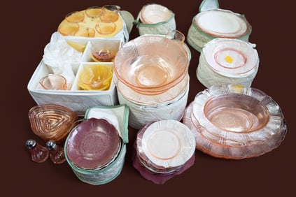 150 Pieces of Pink Depression Glass Dinnerware.