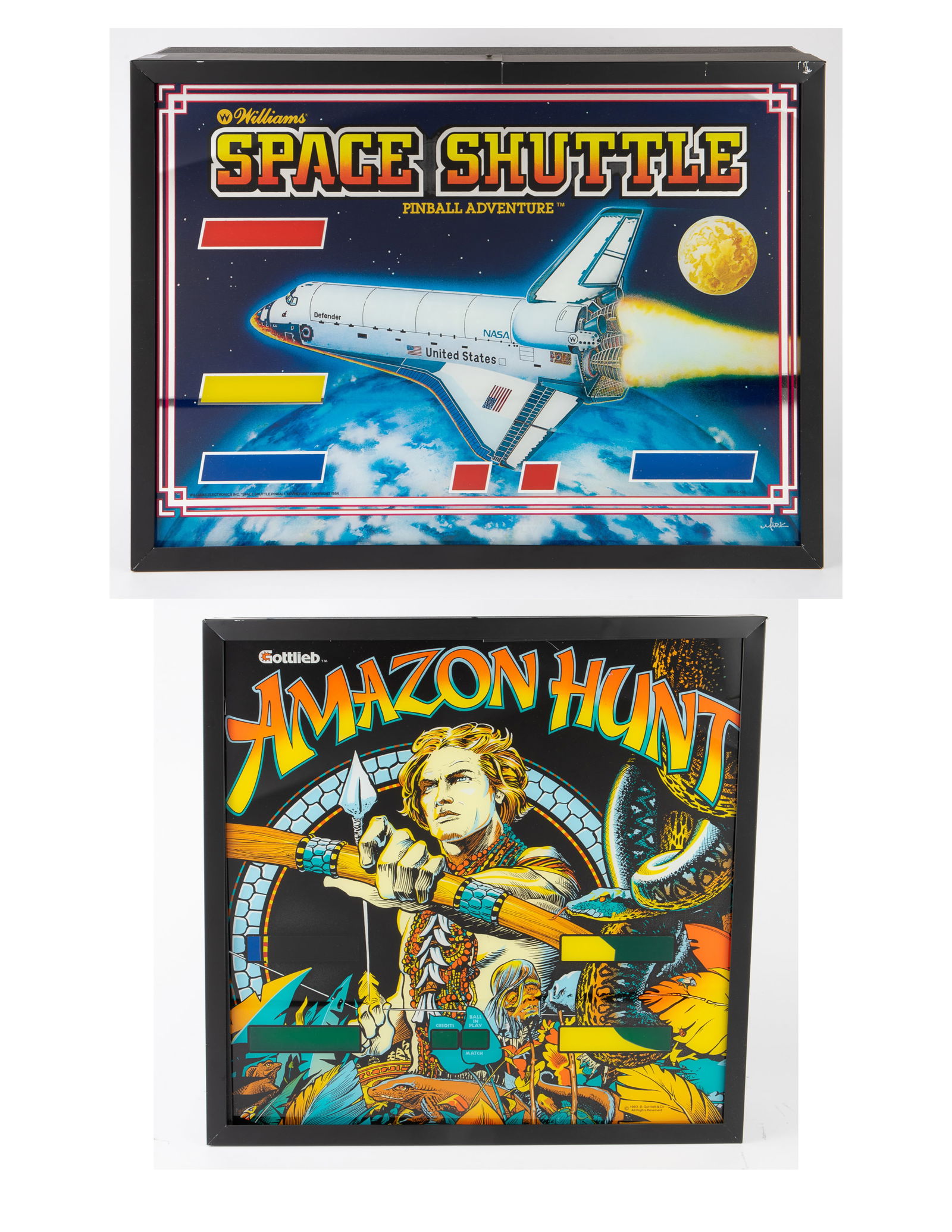 Pinball Backglasses, Space Shuttle & Amazon Hunter (1 of 16)