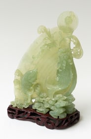 Chinese Serpentine Fish Carving with Stand.