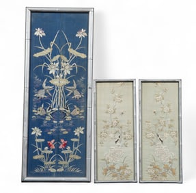 Lot of 3 Chinese Embroidered Robe Fragments.