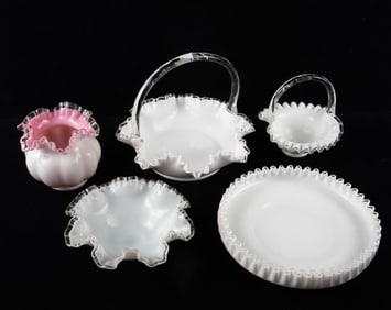 Lot of 5 Fenton Silvercrest Items - Baskets, Etc.