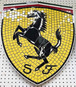 Ferrari Mosaic Logo Wall Hanging, Artist Signed.
