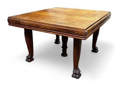 Carved Oak Dining Table.