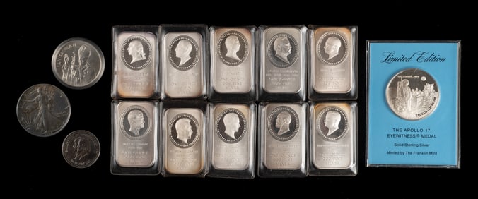 Lot of Silver Ingots & Coins.