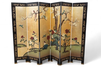 Ornate Gilded Chinese Screen / Room Divider.