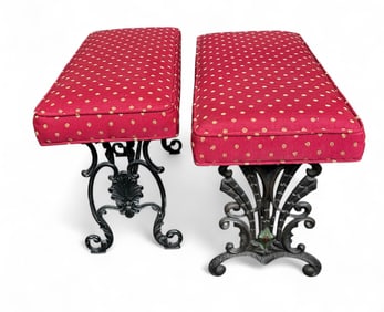 Two Antique Wrought Iron Benches.