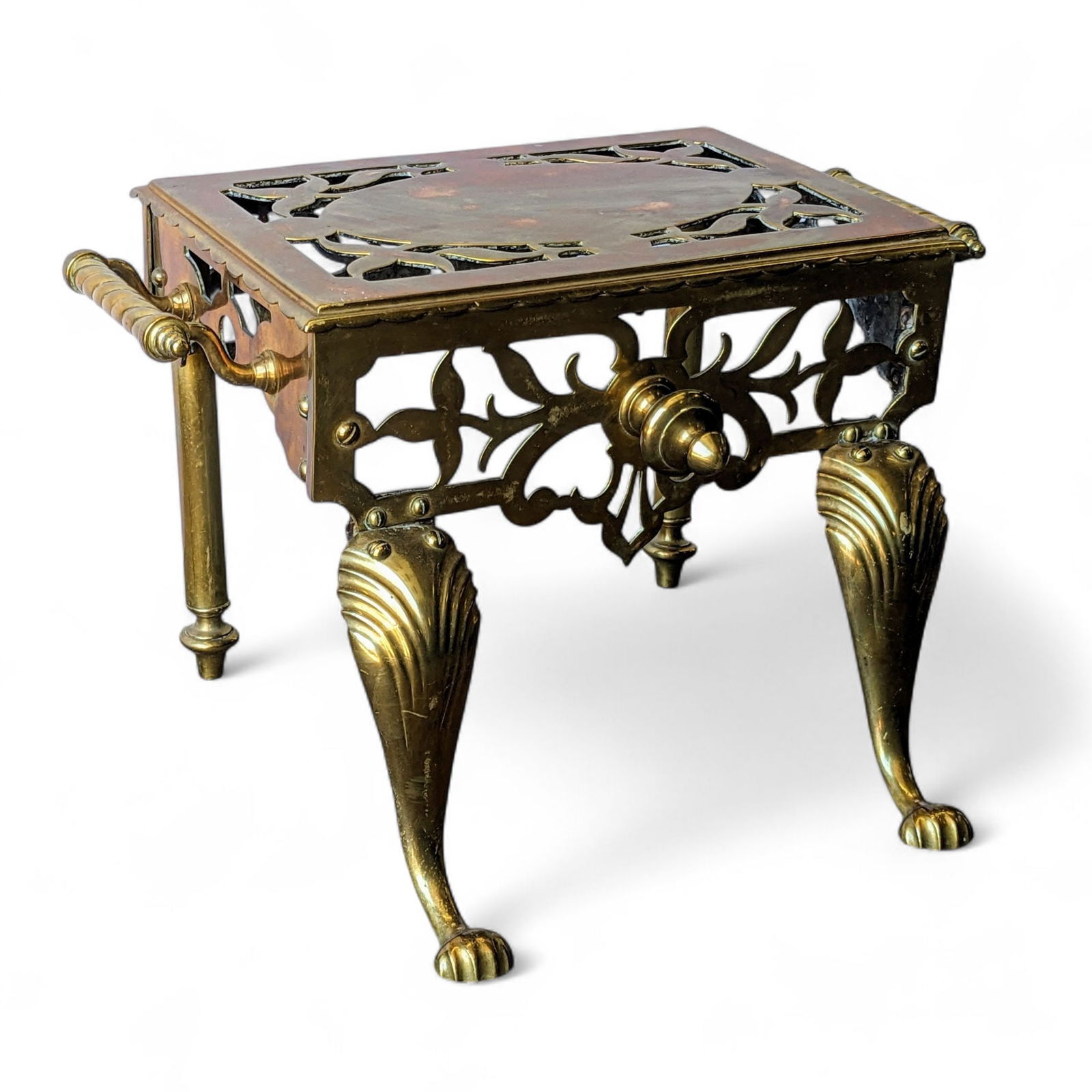 Antique Brass Footman Fireplace Trivet Stand, W&P. (1 of 2)