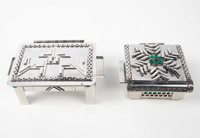 Pair of Stanley Szwarc Stainless Steel Boxes.