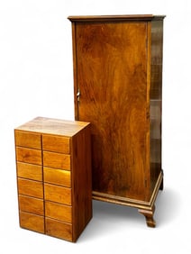 Rosewood Music Cabinet & Small 12 Drawer Cabinet.