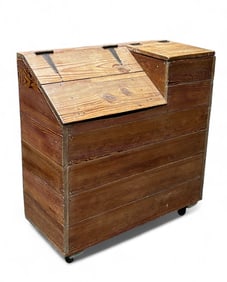 Antique Primitive 2 Compartment Bin, Pine Wood.