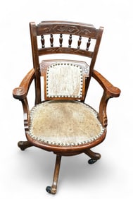 Victorian Desk Chair w/ Adjustable Height & Back.