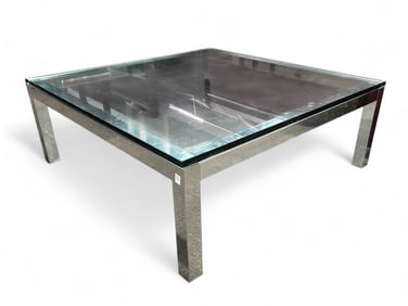 Large Glass & Chrome Coffee Table.