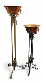 Two Antique Wrought Iron Plant Stands.