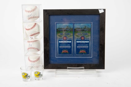 4 Autographed Chicago Cubs Baseballs & More.