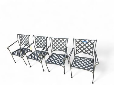 Set of 4 Iron Outdoor Arm Chairs - Patio, Garden.