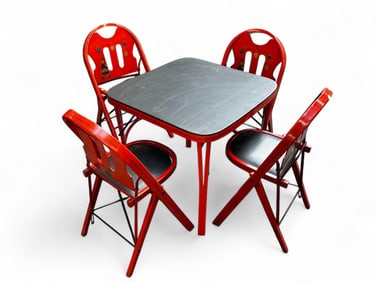 Louis Rastetter & Sons Folding Table & Chairs.