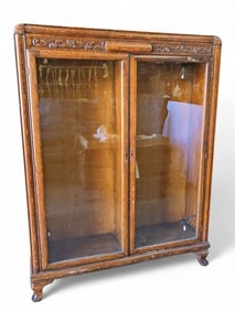 Carved Oak Victorian Bookcase.