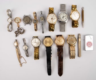 Lot of 14 Vintage Watches inc. Bulova w/ Diamonds.