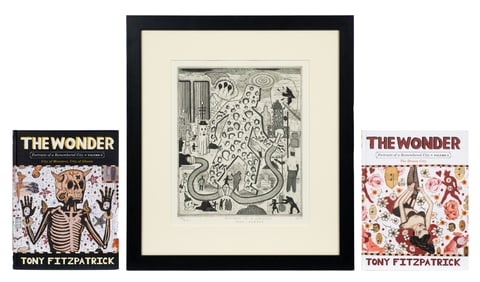 "...Standing New Yorker", Tony Fitzpatrick Etching