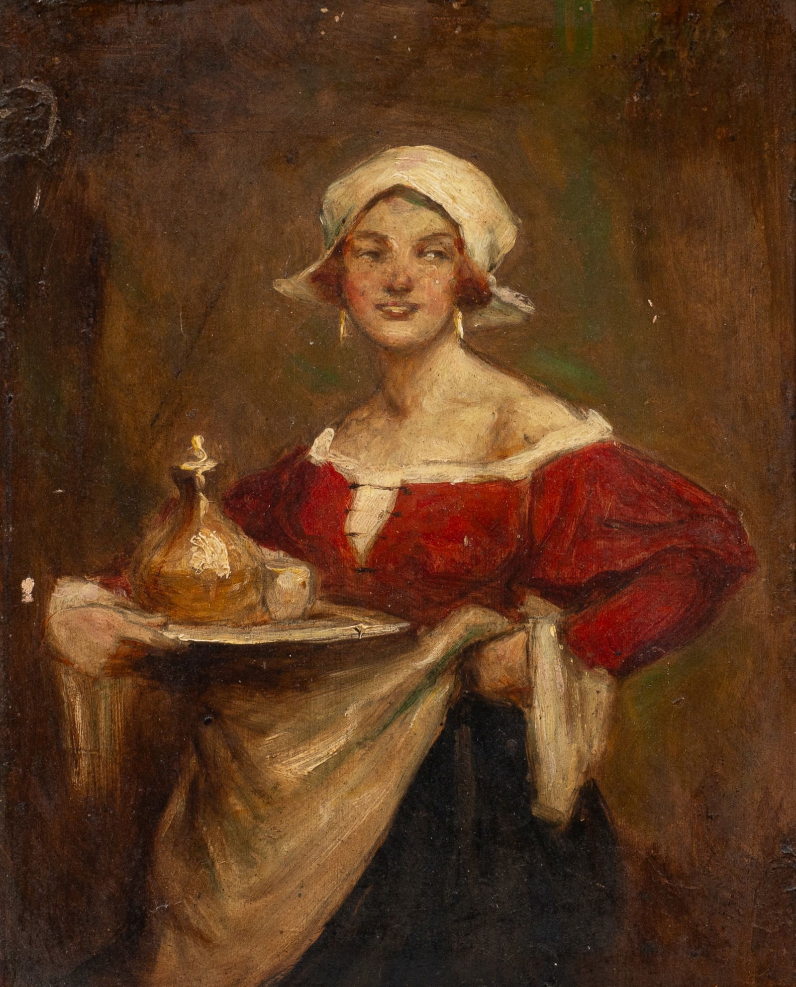 Painting of a Serving Woman, Attr. to Geza Udvary. (1 of 5)