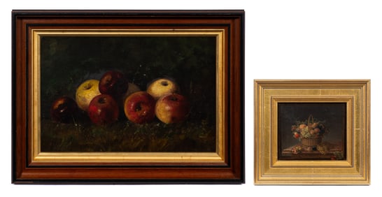 Lot of Two Antique Still Life Paintings, Unsigned.