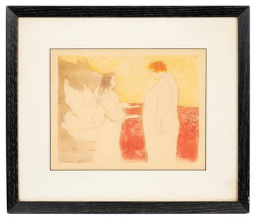 Femme au Lit, Lithograph After Toulouse-Lautrec.: Artist(s): After Henri de Toulouse-Lautrec, Femme au Lit, Profil - Au Petit Lever (Woman in Bed, Seen in Profile - The Awakening, image from Elles series). Medium: Lithograph in colors. Signature(s):