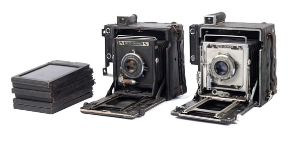 Two 4x5 Vintage Graflex Speed Graphic Cameras.