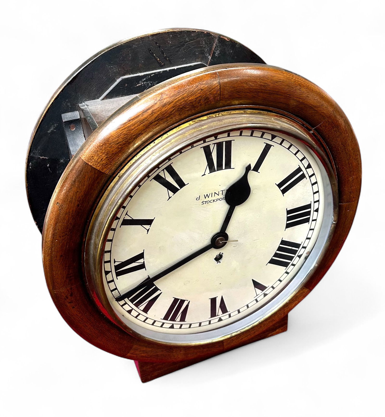 Double Sided Gallery Clock In Mahogany Wood Case. (1 of 6)