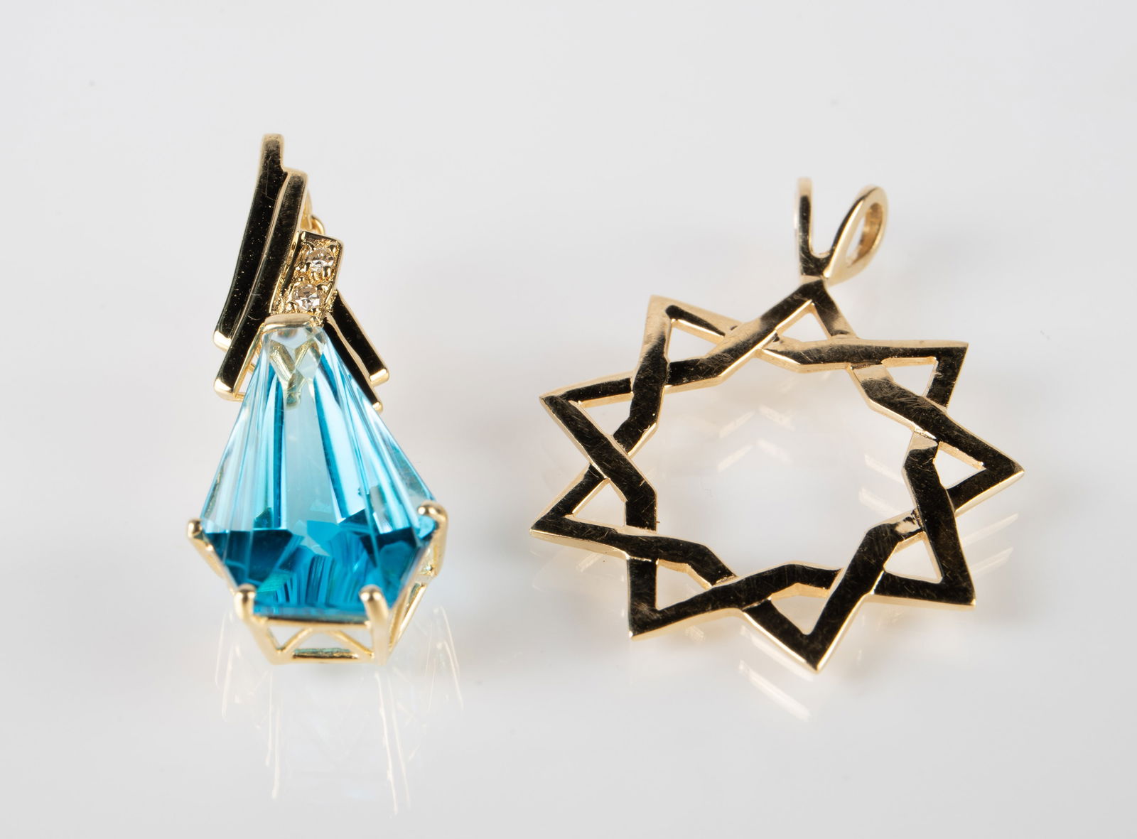 14K Gold Pendants: Star of David / Blue & Diamond (1 of 5)