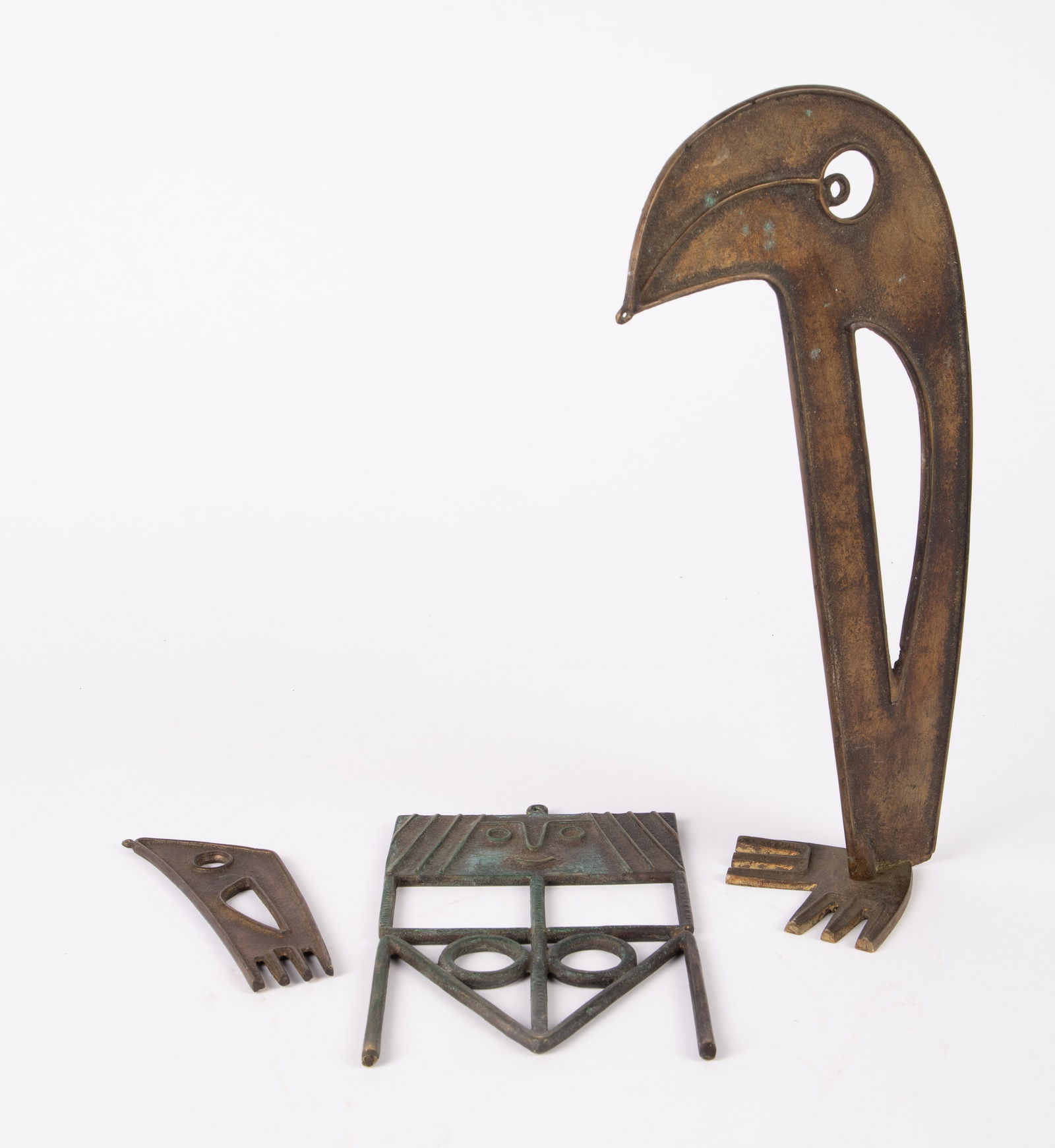 Janos Percz ? Lot of 3 Modernist Metal Pieces. (1 of 7)