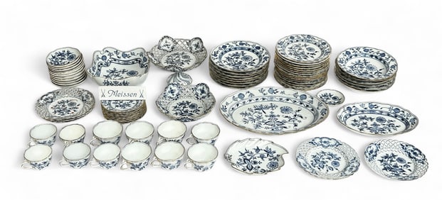 Large Meissen Blue Onion (Mostly) China Set.