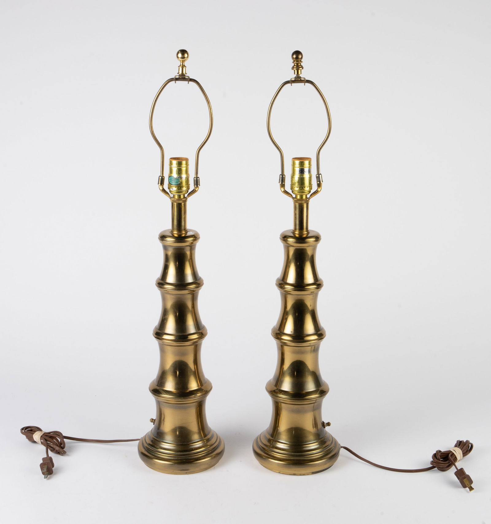 Pair Stiffel Bamboo Style Mid Century Brass Lamps. (1 of 10)