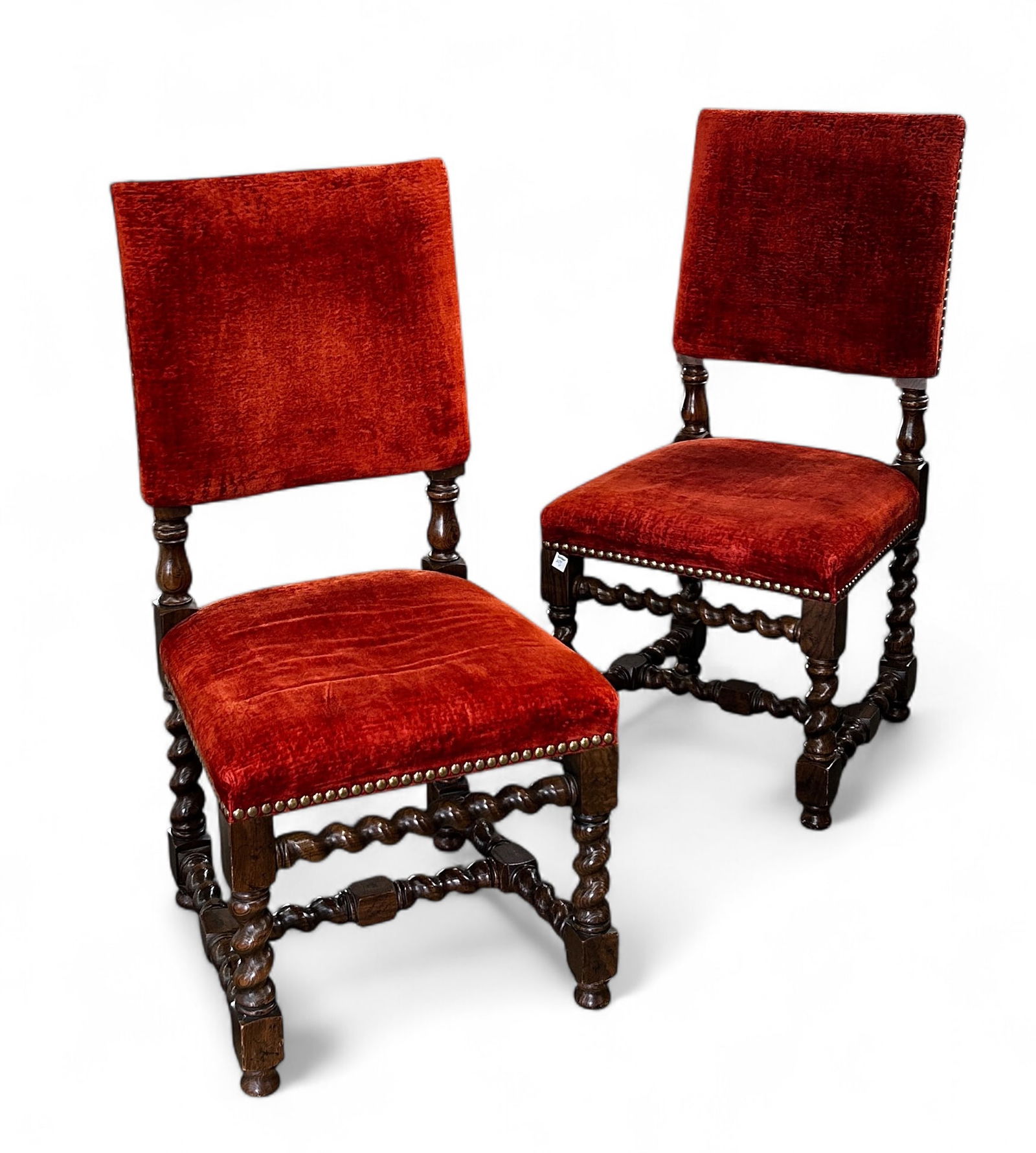 Pair of Oak Carved Side Chairs. (1 of 7)