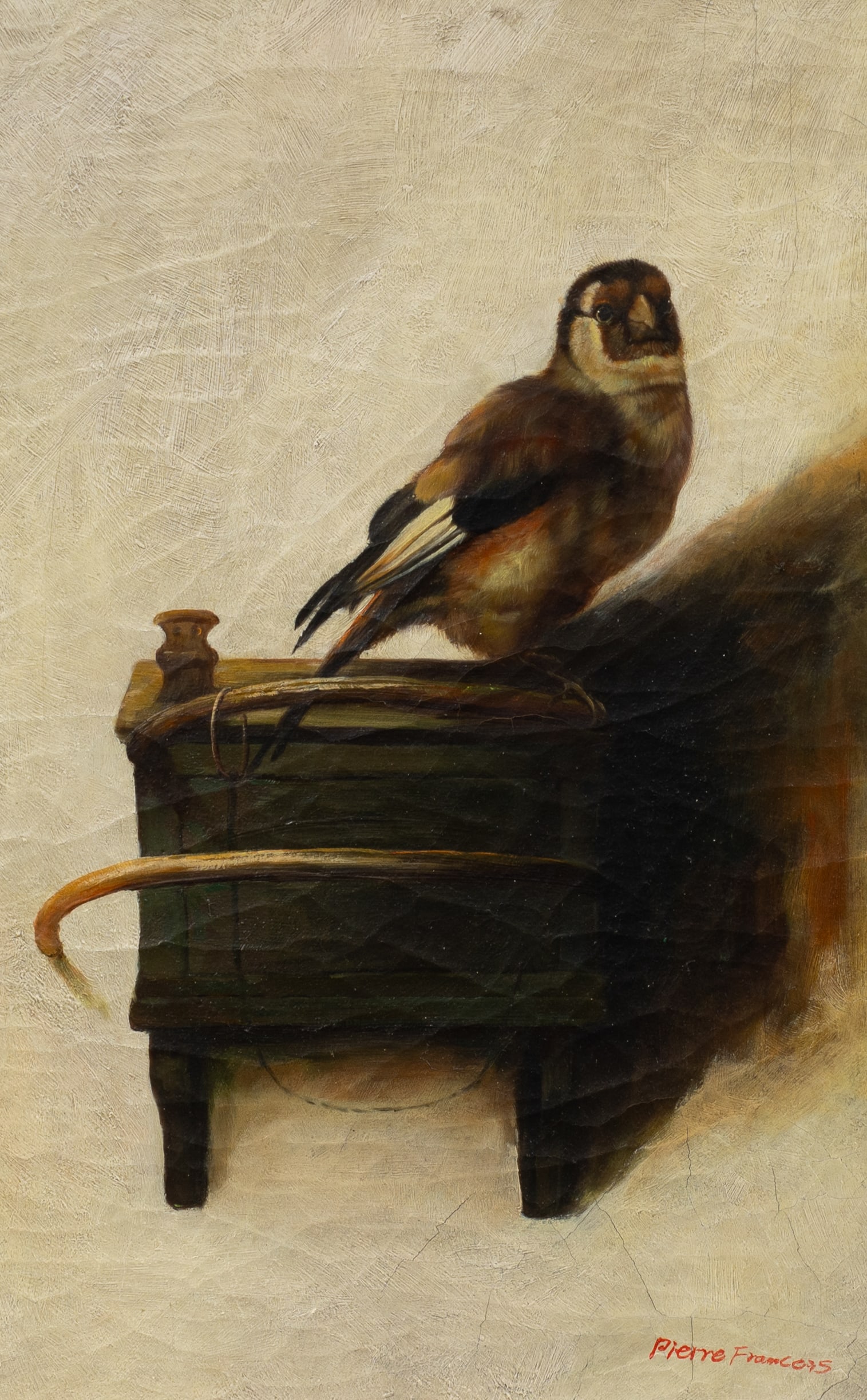 Pierre Francois Copy of Fabritius' Goldfinch.: Artist(s): Pierre Francois, Copy of Carel Fabritius' "The Goldfinch". Medium: Oil on canvas. Signature(s): Lower right. Paperwork: N/A Damage: Craquelure throughout, as well as general surface grime. 