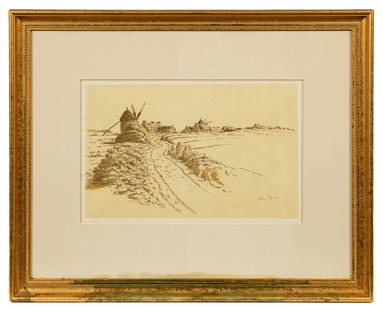 Les Moulins de la Galue, Henri Riviere Lithograph.: Artist(s): Henri Riviere (France, 1864-1951) Medium: Lithograph Signature(s): In-print, lower right. Paperwork: Certificate of authenticity from Merrill Chase Galleries attached en verso. Damage: Scat