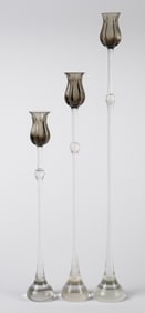 Set of 3 Rosenthal "Tulipa" Glass Candlesticks.