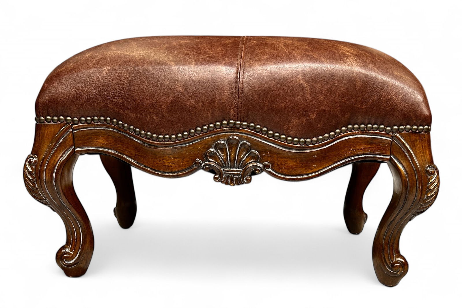 Leather Ottoman or Footstool. (1 of 9)