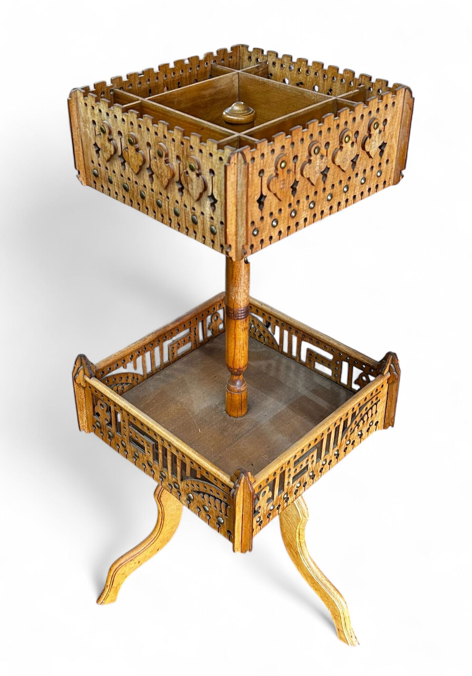 Unusual Tramp Art Sewing Stand. (1 of 10)