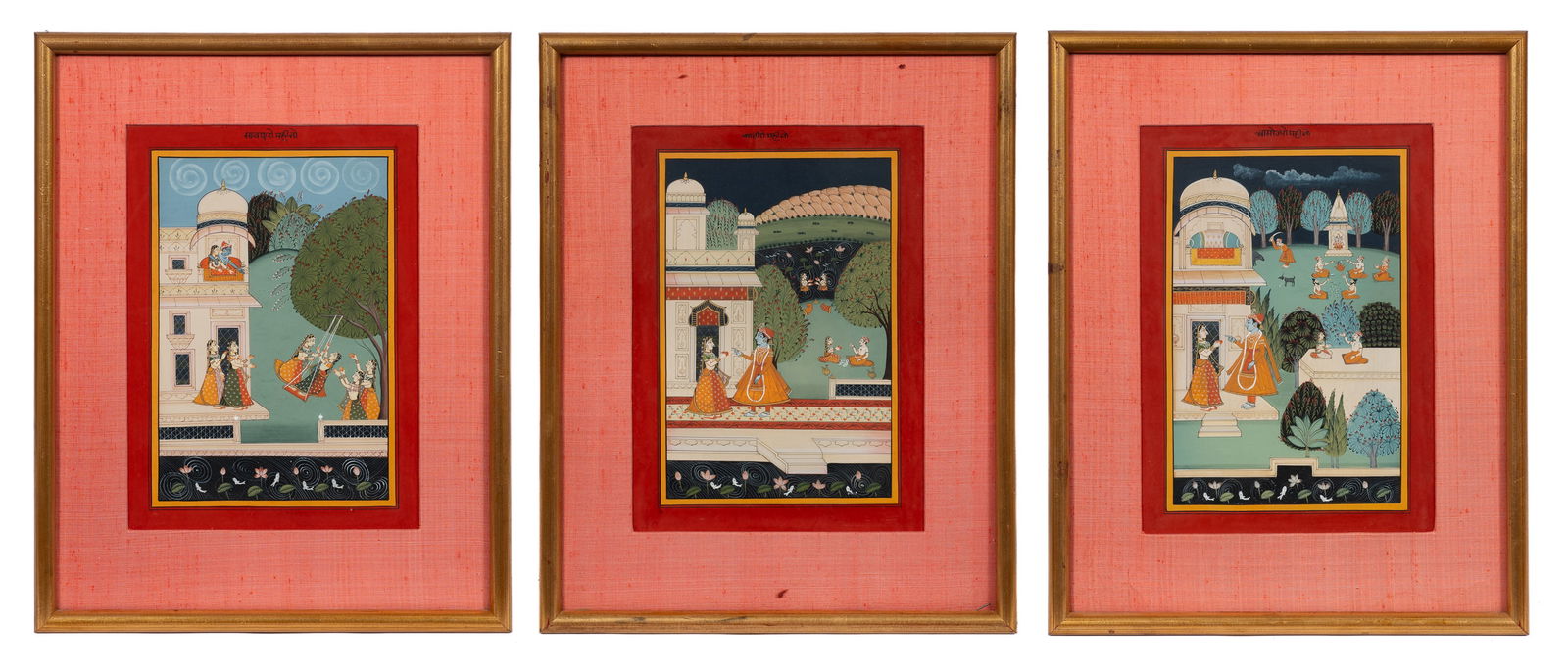 Lot of Three Indian Rajput Style Paintings. (1 of 13)