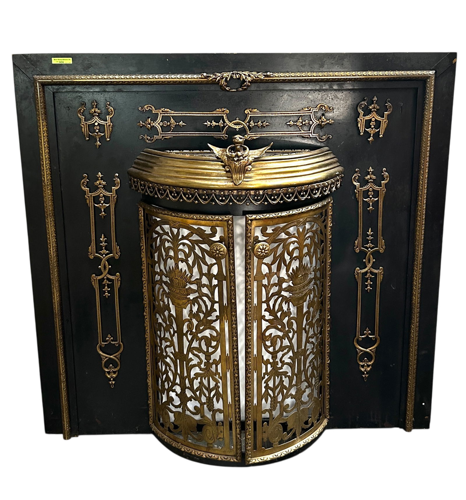 Vintage Ornate Brass & Metal Fireplace Front. (1 of 13)