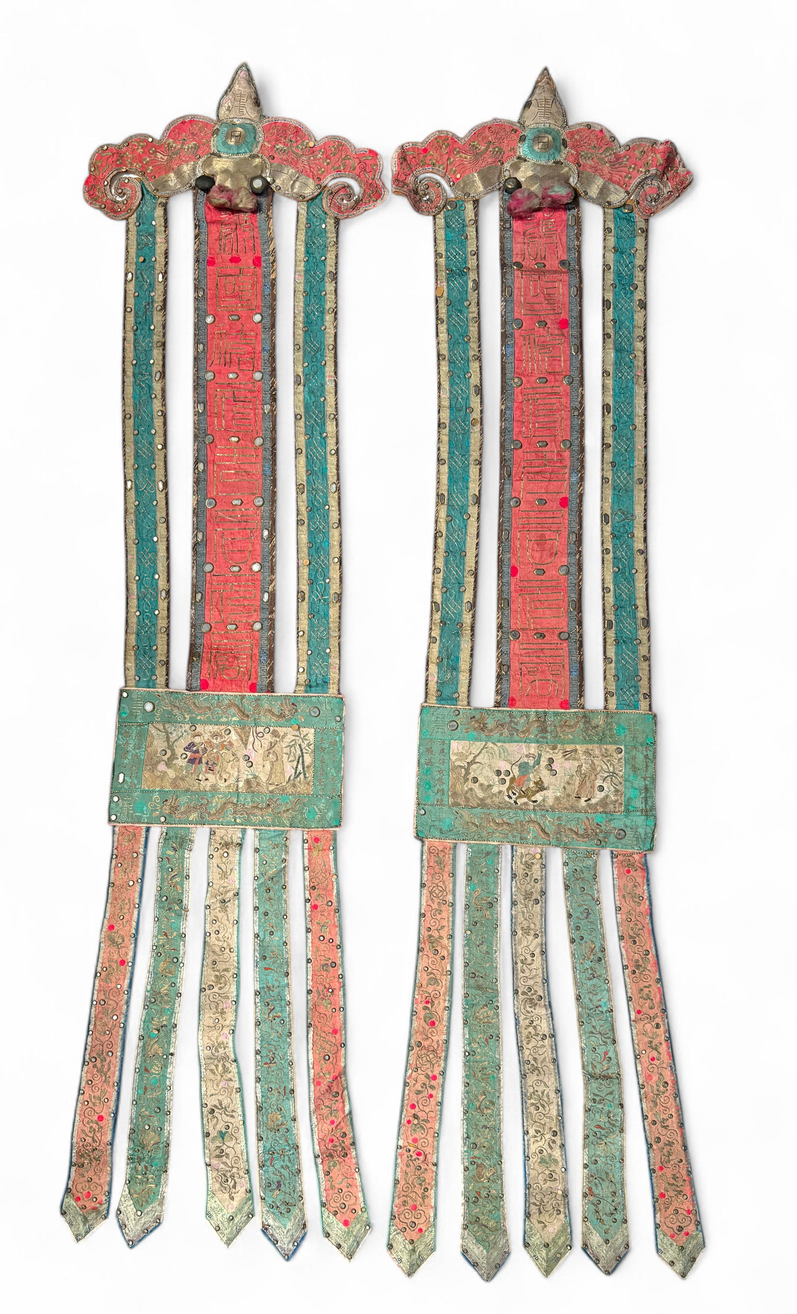 Chinese Qing Dynasty Embroidered Temple Streamers. (1 of 5)
