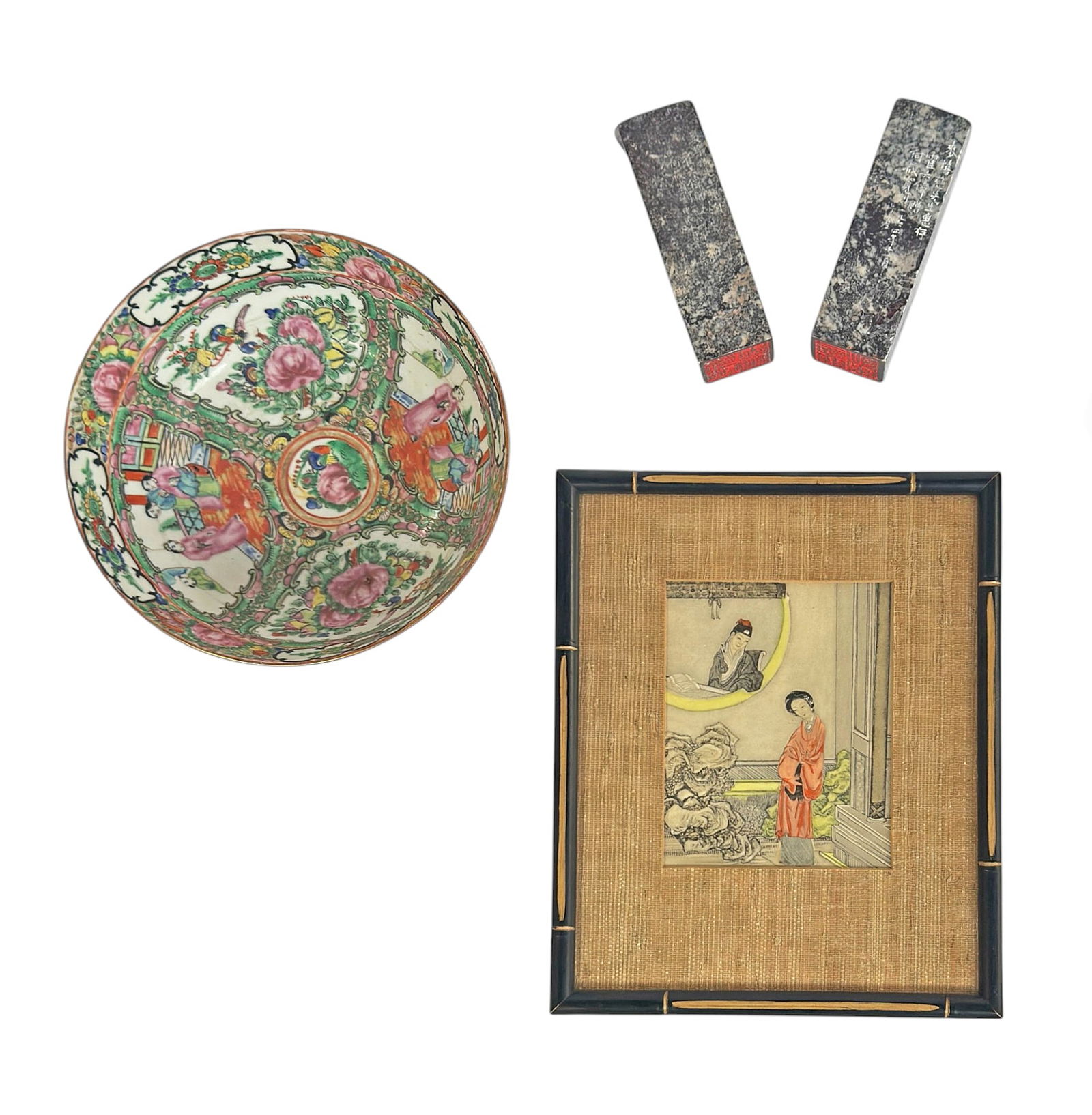 Lot of 4 Chinese Objects - Seals, Bowl, etc. (1 of 8)