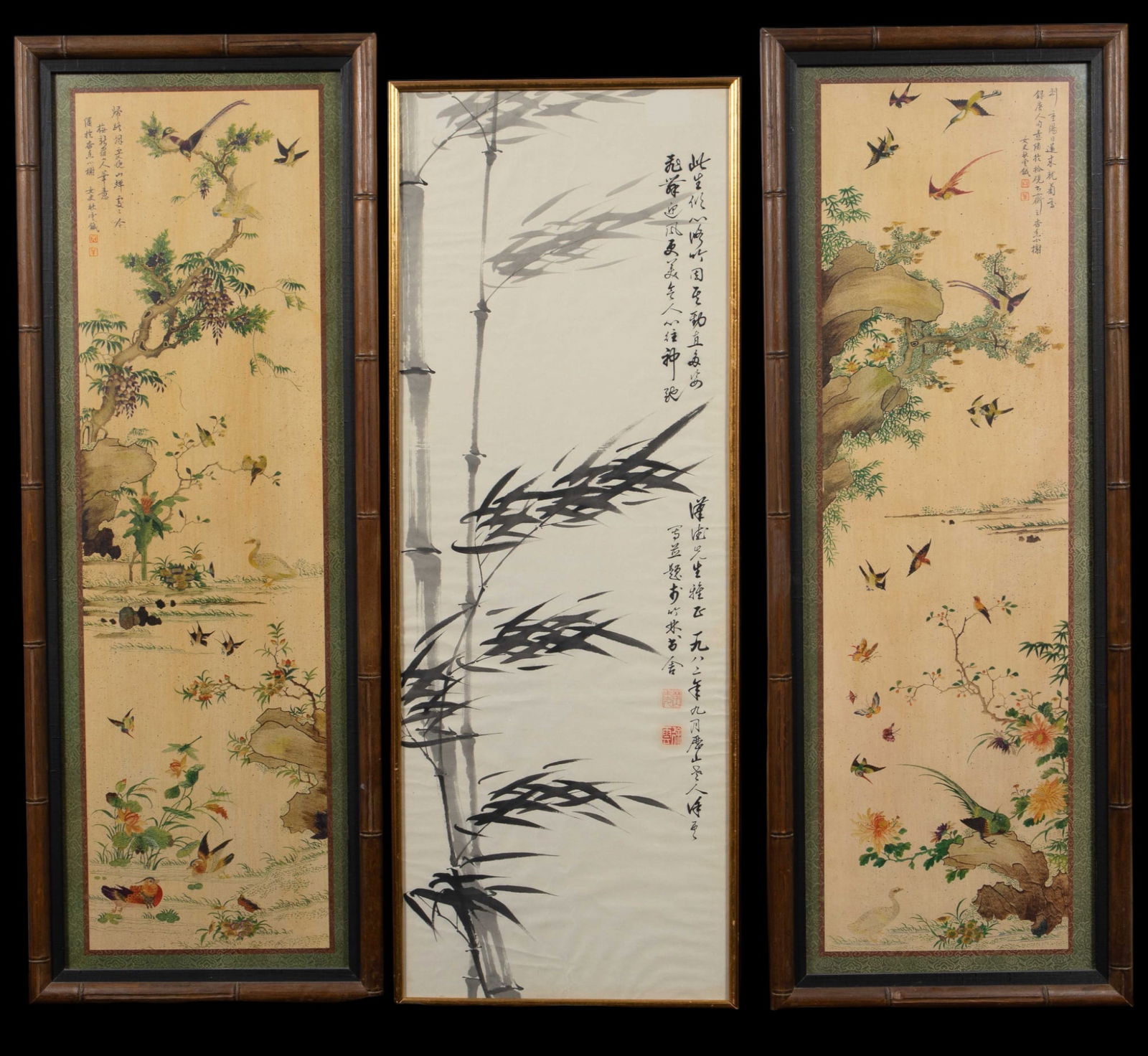 Chinese Lot: Ink on Paper Watercolor & 2 Prints. (1 of 9)