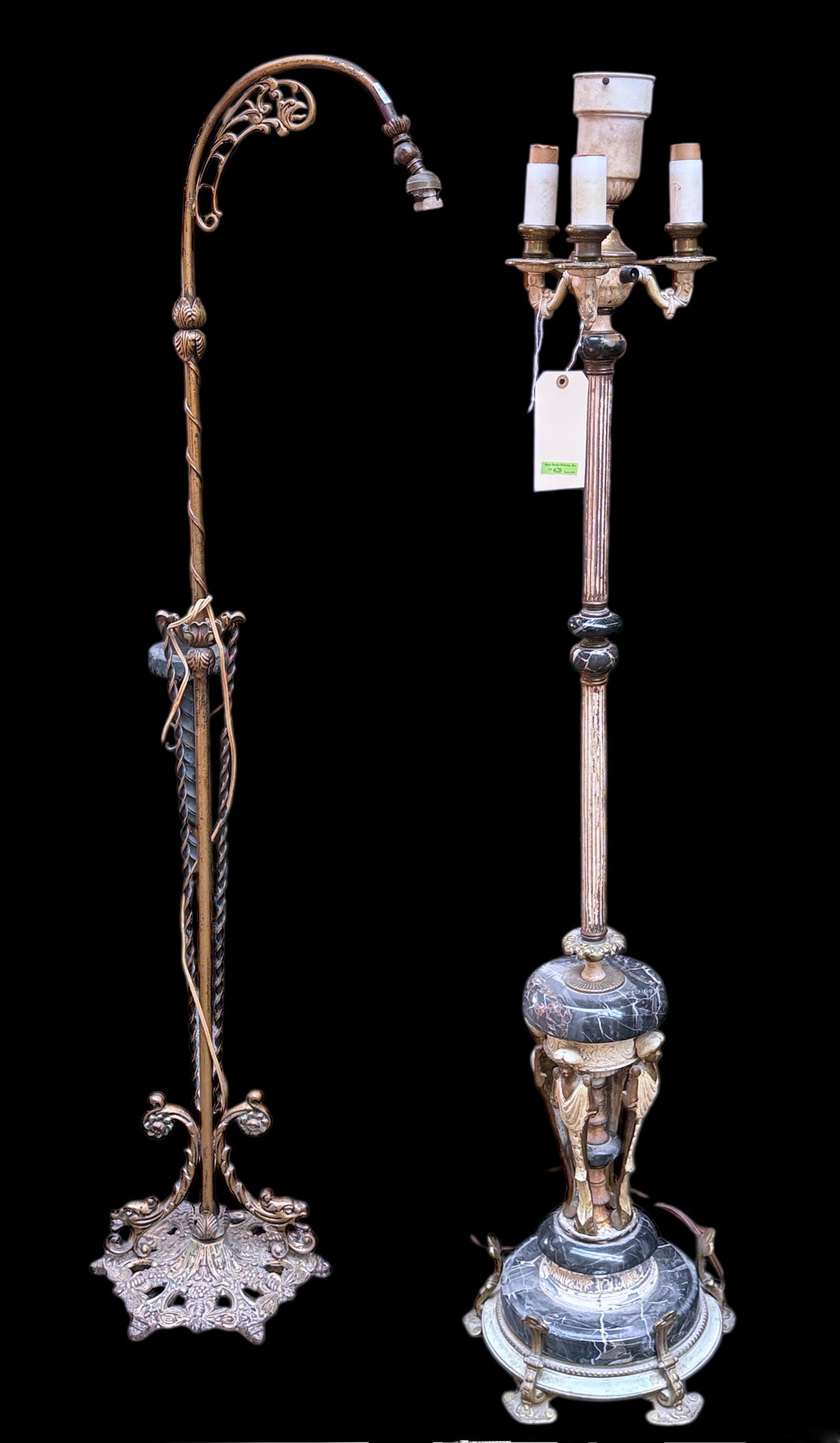 Lot of 2 Antique Floor Lamps, inc. Brass. (1 of 2)