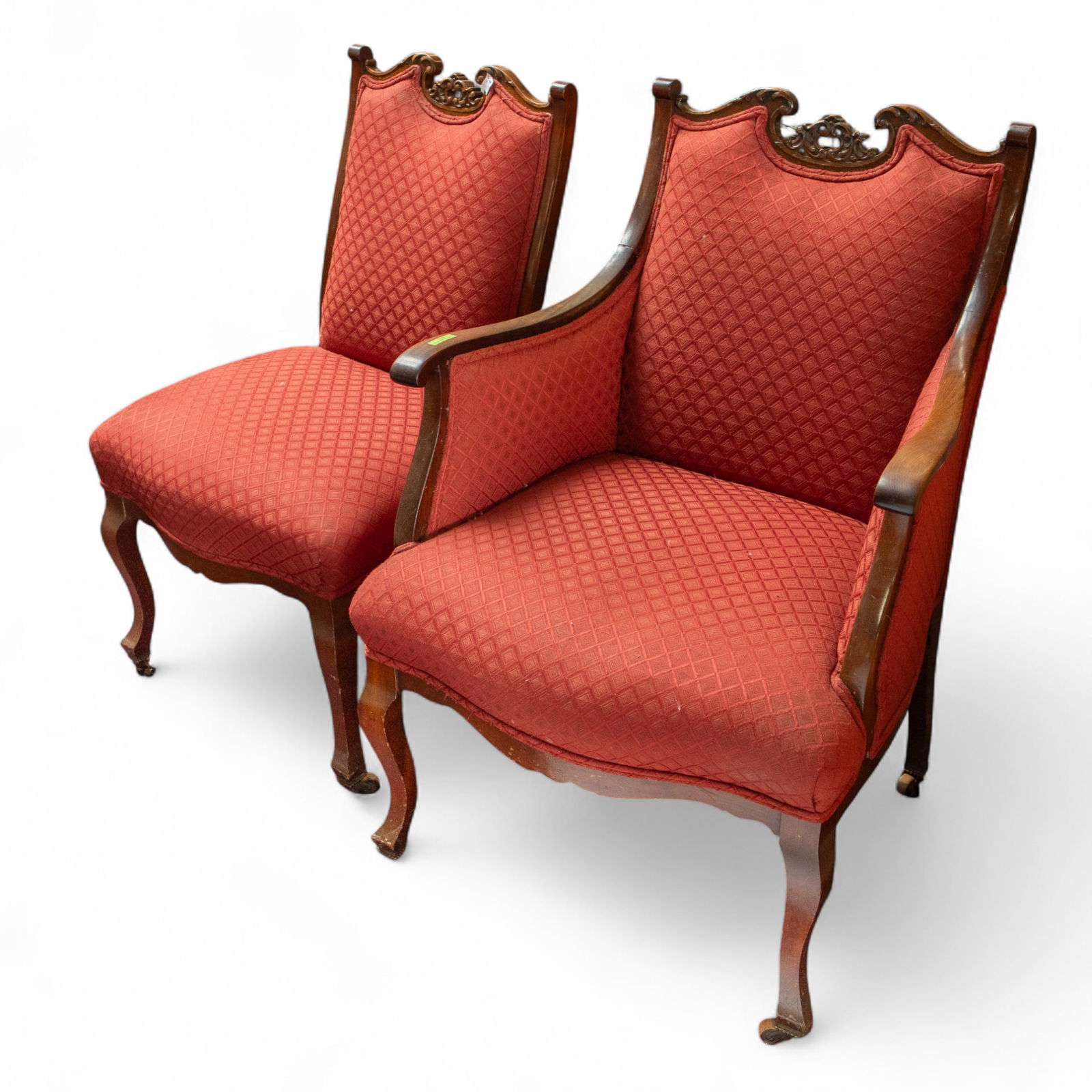 2 Carved and Upholstered Victorian Parlor Chairs. (1 of 6)