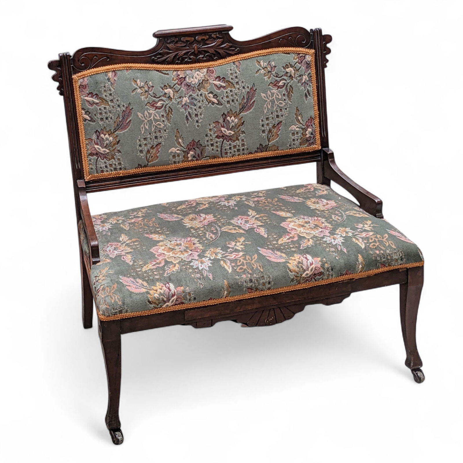 Antique Eastlake Style Carved Settee. (1 of 1)