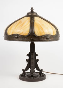 Sgd. Miller Slag Glass Lamp.