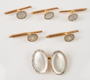 Lot of 14K Gold MOP Shirt Studs, Larter & Son.