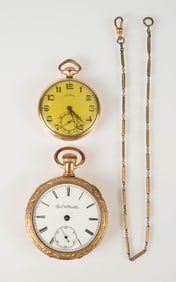 Lot of Gold Filled Pocket Watches & Fob - Elgin.
